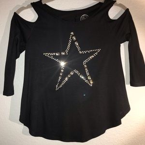 Black long sleeve with an open shoulder with star